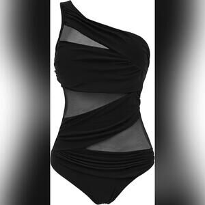 NWT Smismivo One Piece One Shoulder Mesh Cutout Swimsuit, S (4-6)
